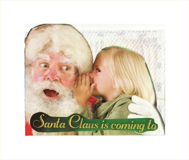 SANTA CLAUS is COMING collage art blank Christmas card