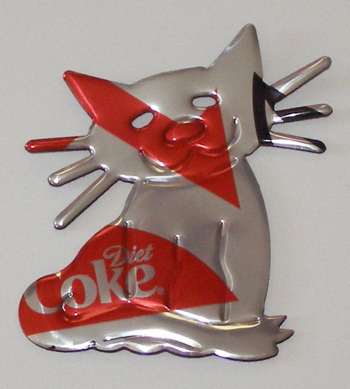 Cat - 'Whiskers' - Silver Red Diet Soda Can Magnet