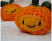 Crochet Pumpkins Halloween Decoration Amigurumi                   Pair of Handmade Chibi Cute Kawaii Set 1