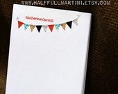 Personalized Notepad Set of Two- Orange Mod Bunting