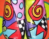 Hand painted leather Klog Shoe size 9