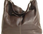 large leather tote in chocolate brown - roomy luxurious plush espresso leather carry all