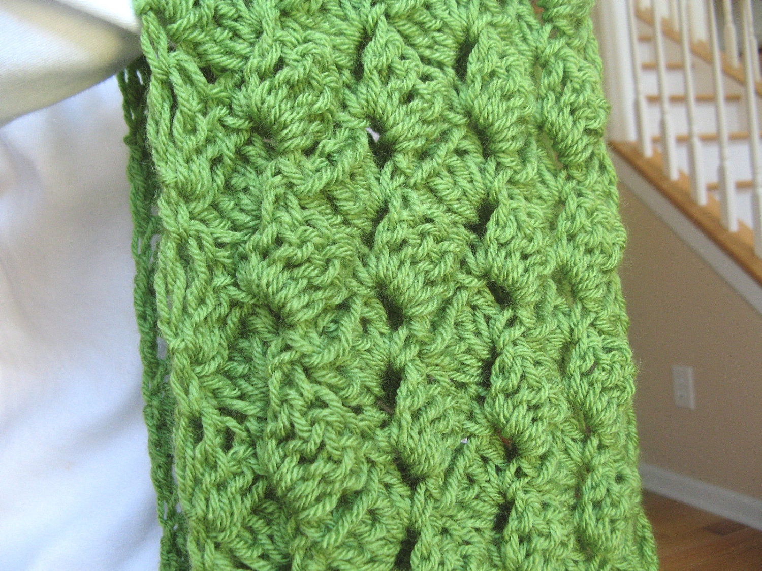 Cowl Green Infinity Crochet Scarf Shell Stitch Neck Warmer