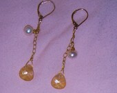 Swarovski and Pearl Earrings in Gold