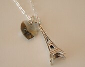 I Heart Paris - Sterling Silver Eiffel Tower Charm Necklace with Swarovski Crystal Heart