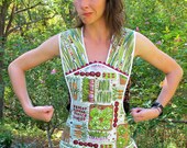 Vegetarian Fruits and Veggies Vintage Everyday Housewife Apron  (size medium to large)