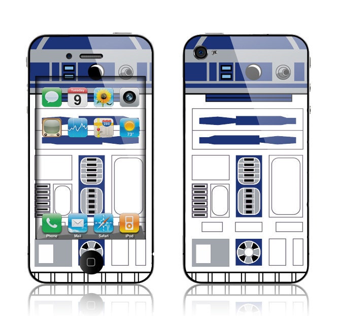 Apple iPhone 4 4S Skin Cover  - R2D2 Glossy Matte Leather option