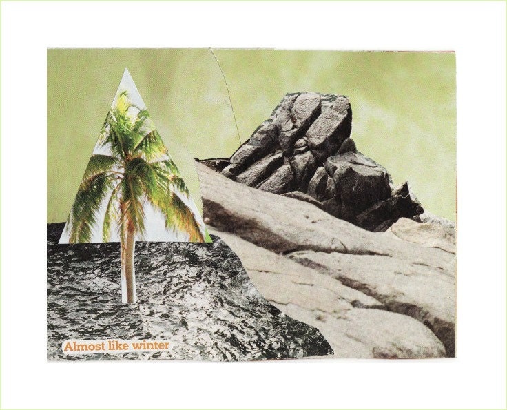 ALMOST LIKE WINTER collage art blank Christmas card