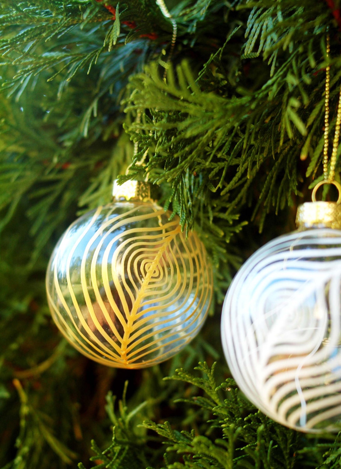 Gold Peacock Glass Ornament