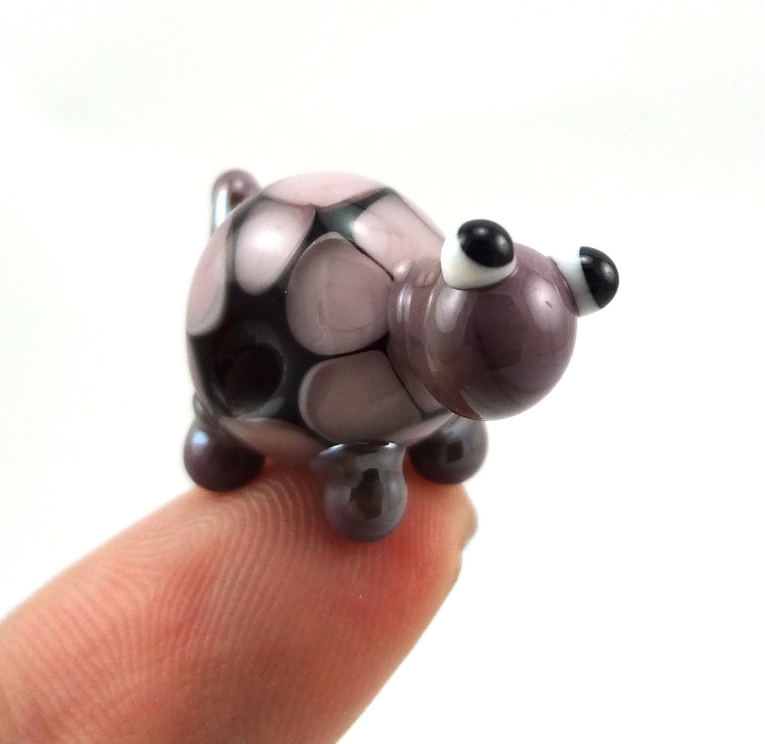Little Purple Turtle Lampworked Glass Figurine Bead
