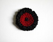 Black and red crochet pin