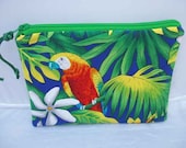 Padded Zipper Pouch In Vibrant Scarlet Macaw Tropical Print