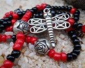The Dragonfly and Rose Necklace Free Shipping US and Canada
