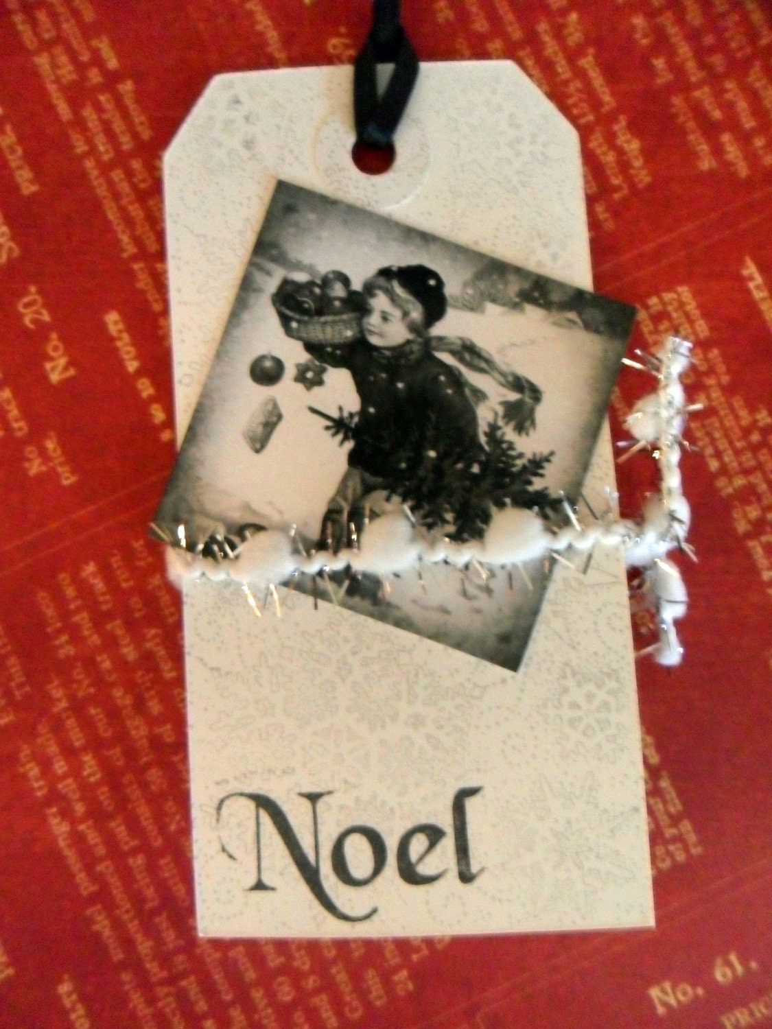 Gift Tags Favor Tags Christmas Noel Black White Winter Children Angel Holiday