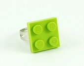LEGO Plate ring Light Green. cool fun retro jewelry