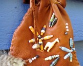 Double Drawstring Ancient Leather Giraffe Flower Medicine Pouch-Collector's Item