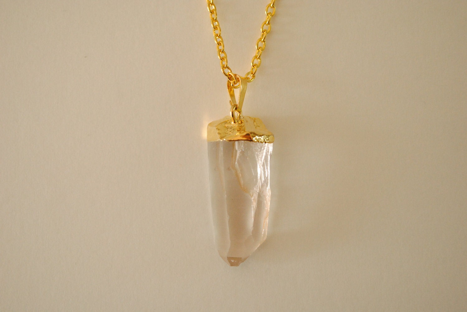 Gold Dipped Crystal Point Necklace