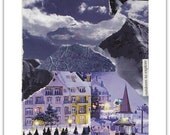 OUTDOORS TO EXPLORE collage art blank notecard