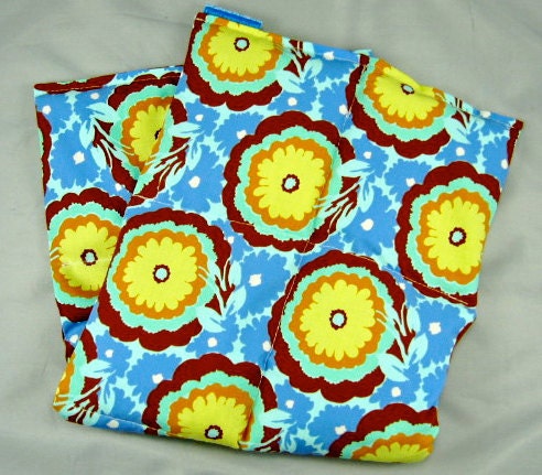 Extra Long Hip/Back Hot/Cold Therapy Heat Pack Organic Flaxseed Rice Lavender Buttercups Cyan Blue Gift Guide