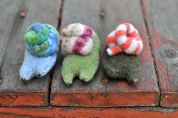 wool snails - waldorf montessori toy - made to order