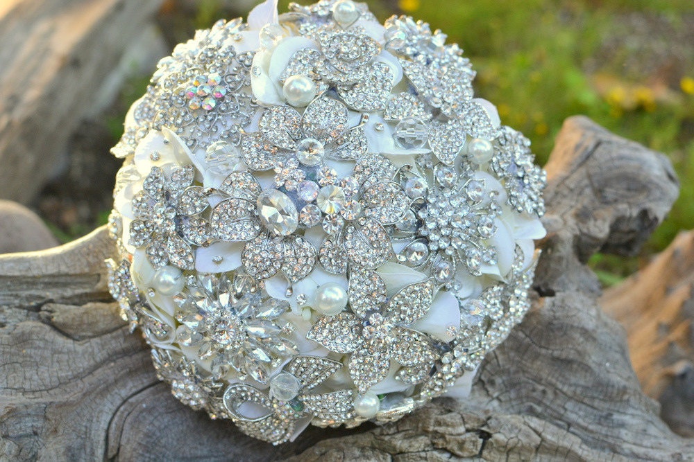 Deposit on a rhinestone jewel brooch bouquet -- made to order bridal bouquet