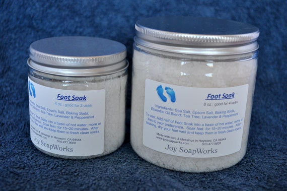 For-Your-Health Sea Salt Foot Soak, Minty Tea Tree & Lavender Essential Oil,8 oz Jar