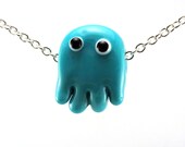 Blue Ghost Lampworked Glass Bead Necklace
