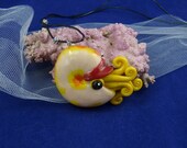 Fiery Nautilus Necklace - Polymer Clay Cephalopod Jewelry