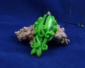 Green Cuttlefish Necklace - Handmade Polymer Clay Jewelry