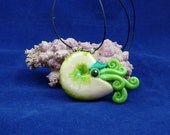 Lime Nautilus Necklace - Handmade Polymer Clay Jewelry