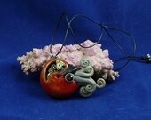 Gilded Steampunk Nautilus Necklace - Polymer Clay Neo-Victorian Cephalopod Pendant
