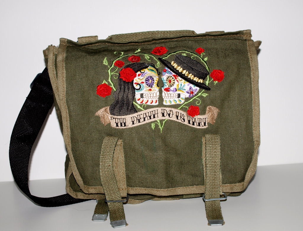 Canvas Military Rucksack - Till Death Do Us Part - OOPS - Custom Embroidered Design