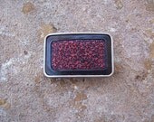 Lava effect custom made belt buckle, Exotic Leather and steel