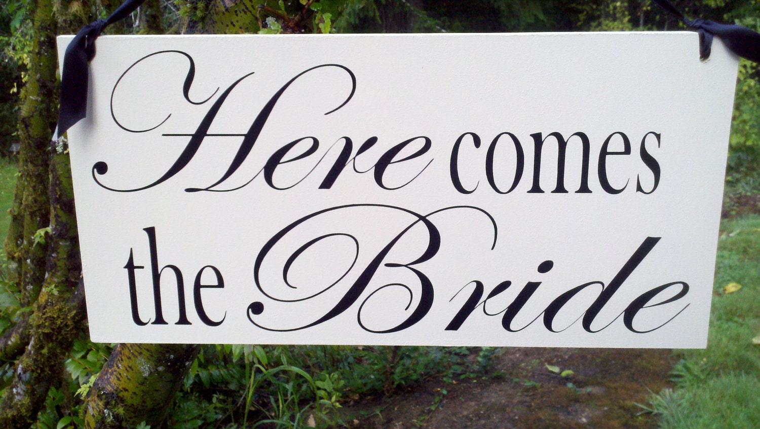 Wedding Photo Prop Here Comes The Bride/Happily Ever After   Double Sided Wooden Board Great for Weddings