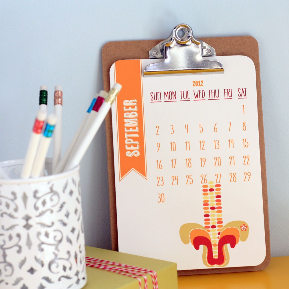 2012 Calendar Wall Hanging Clipboard in Vegetable Designs
