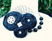 Statement Necklace Set in Black Dupioni Silk Wedding Jewelry - The Georgitte