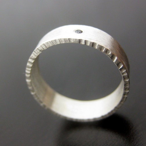 Ethical Black Diamond Textured Ring Hand Forged