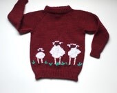 girls 3 - 4T wool sheep sweater. novelty. warm. winter. vintage hand knit.