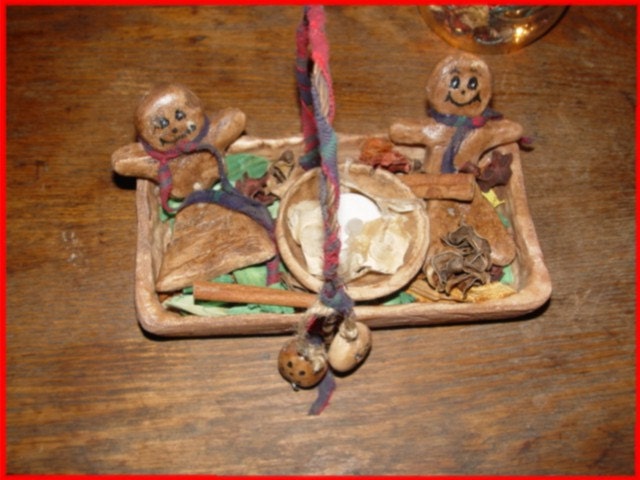 Ginger Bread Man & Woman hand Sculpted with hand sculpted basket