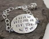 Kiss My Bulldog On The Lips Bracelet- Sterling Silver,lavender blue mystic topaz,bulldog,charm