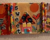 Set of Three Handmade Recycled Mixed Media Magnets