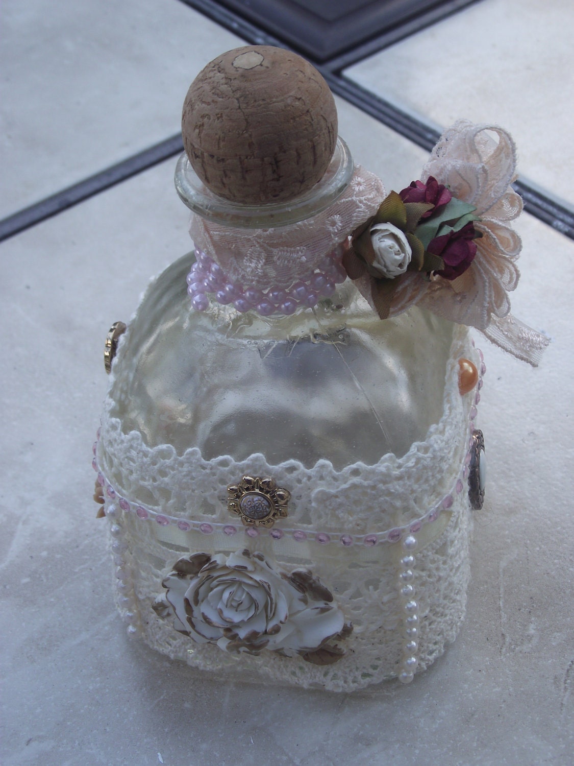 French  Shabby  Chic  Dcorated  Bottle