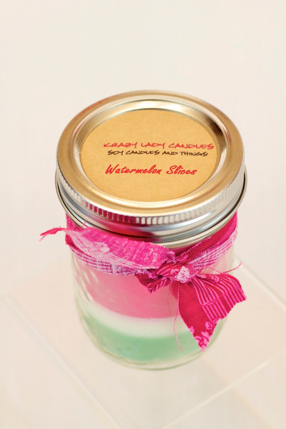 8 oz Mason Jar Soy Candle-Watermelon Slices