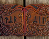 Viking Leather Wristband with Irminsul Design