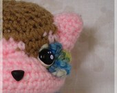 Amigurumi Kitten Chibi Crochet Plush Pink and                   Brown