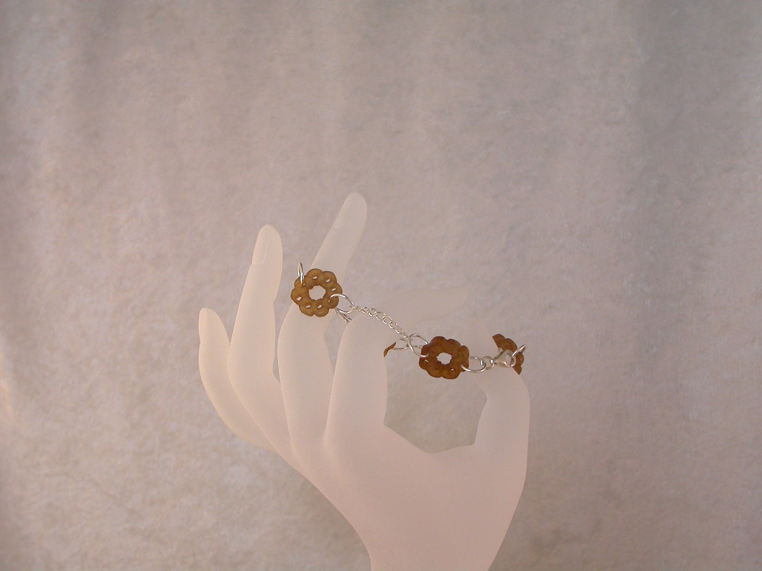 Brown Flowers and Sterling Silver Bracelet