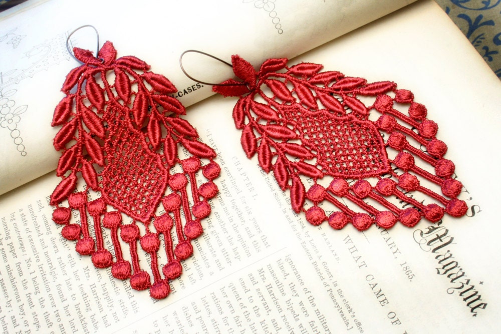 Veronica Venise Lace Earrings in Paprika by TinaEvaRenee