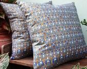 2 Pillow Covers Blue and Gold  Painting sofa Throw decorative pillow cushion covers 18 inches