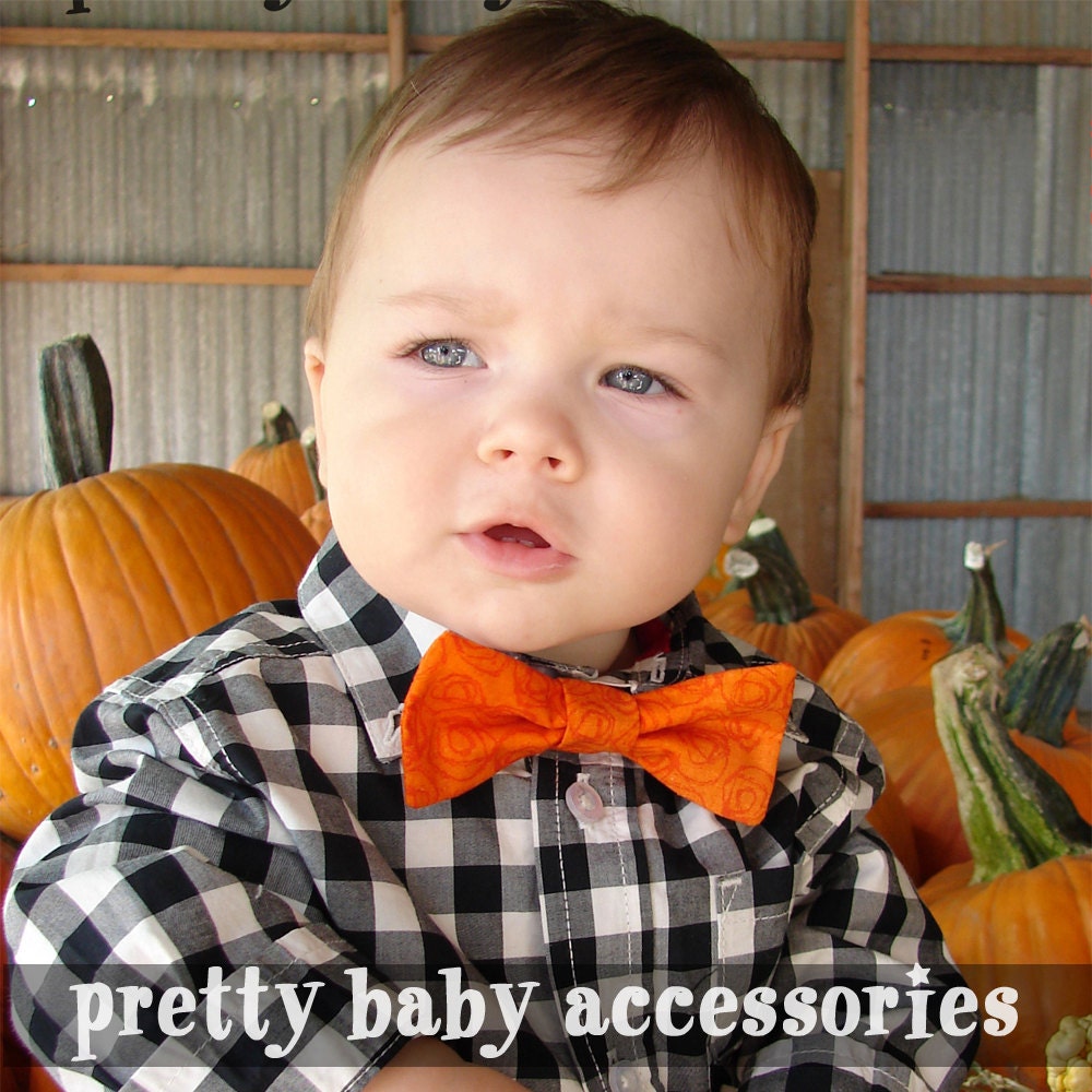 Boys Orange Bow Tie - Cotton Orange Swirl Tie