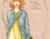 Art Print 5x7" Windy Days, Pop Illustration Fashion Autumn Breeze